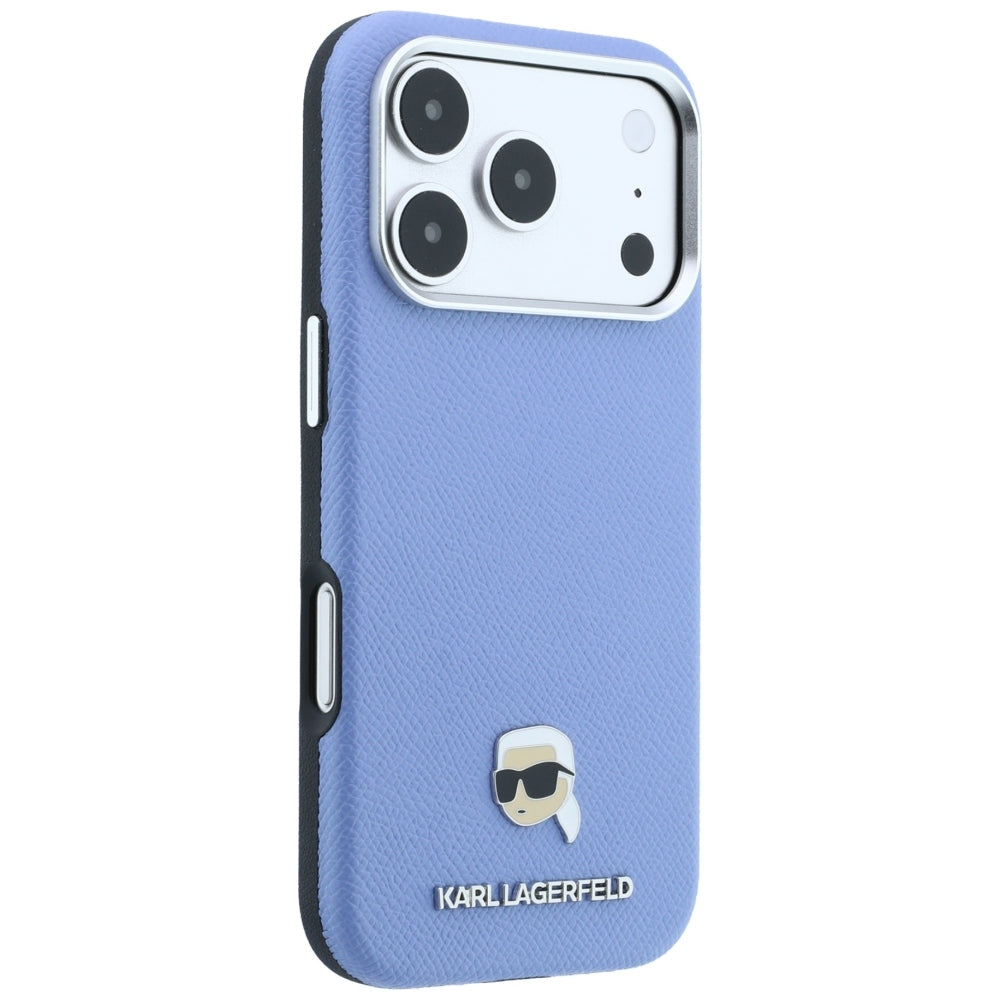 Husa MagSafe pentru Apple iPhone 18 Pro Max / 17 Pro Max, Karl Lagerfeld, Grained Karl Head's Metal, Bleu