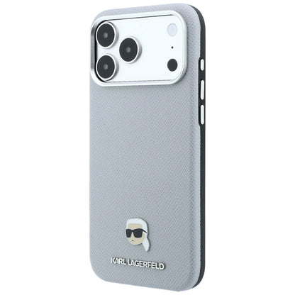 Husa MagSafe pentru Apple iPhone 18 Pro Max / 17 Pro Max, Karl Lagerfeld, Grained Karl Head's Metal, Gri