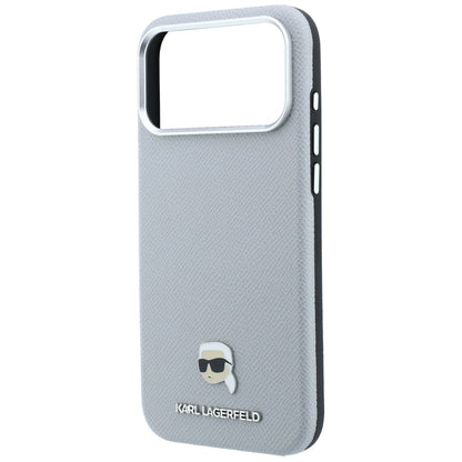 Husa MagSafe pentru Apple iPhone 18 Pro Max / 17 Pro Max, Karl Lagerfeld, Grained Karl Head's Metal, Gri
