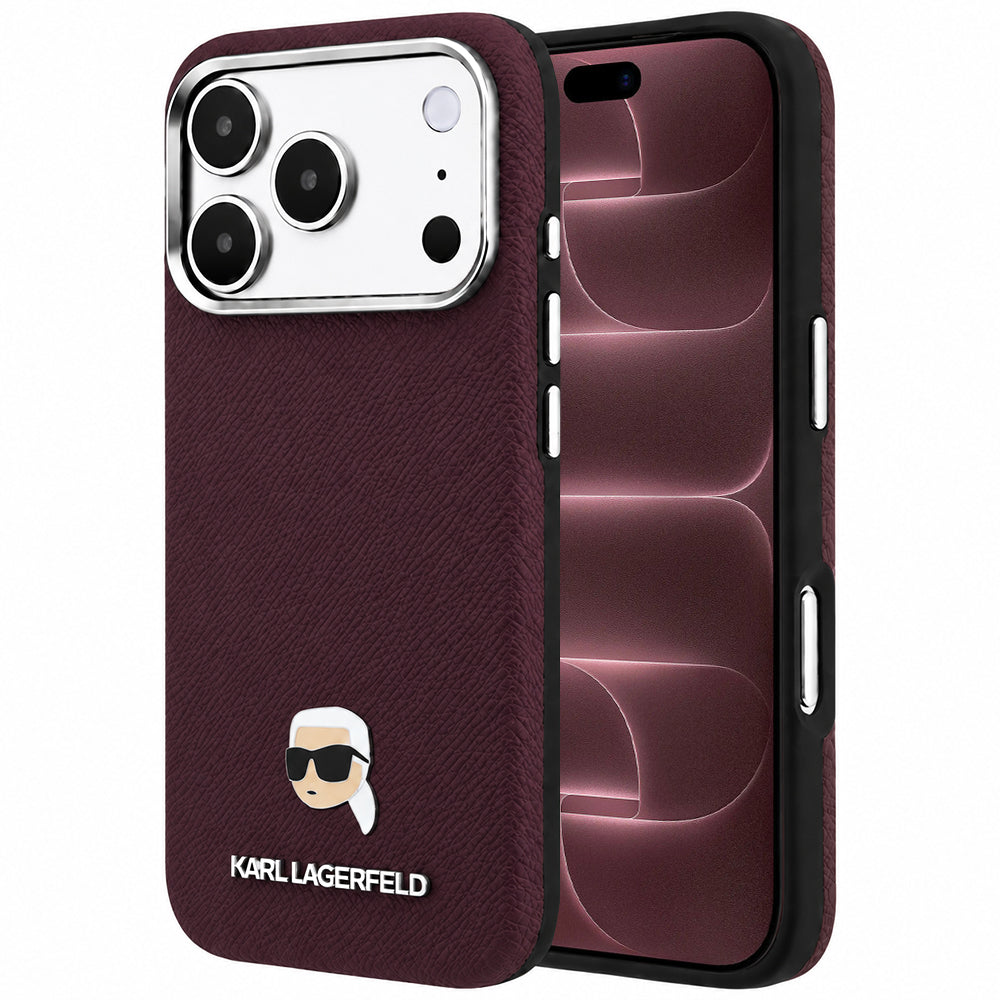 Husa MagSafe pentru Apple iPhone 18 Pro Max / 17 Pro Max, Karl Lagerfeld, Grained Karl Head's Metal, Visinie