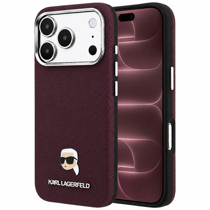 Husa MagSafe pentru Apple iPhone 18 Pro Max / 17 Pro Max, Karl Lagerfeld, Grained Karl Head's Metal, Visinie