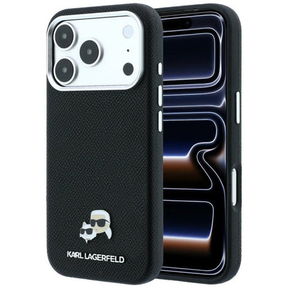 Husa MagSafe pentru Apple iPhone 18 Pro Max / 17 Pro Max, Karl Lagerfeld, Grained KC Heads, Neagra