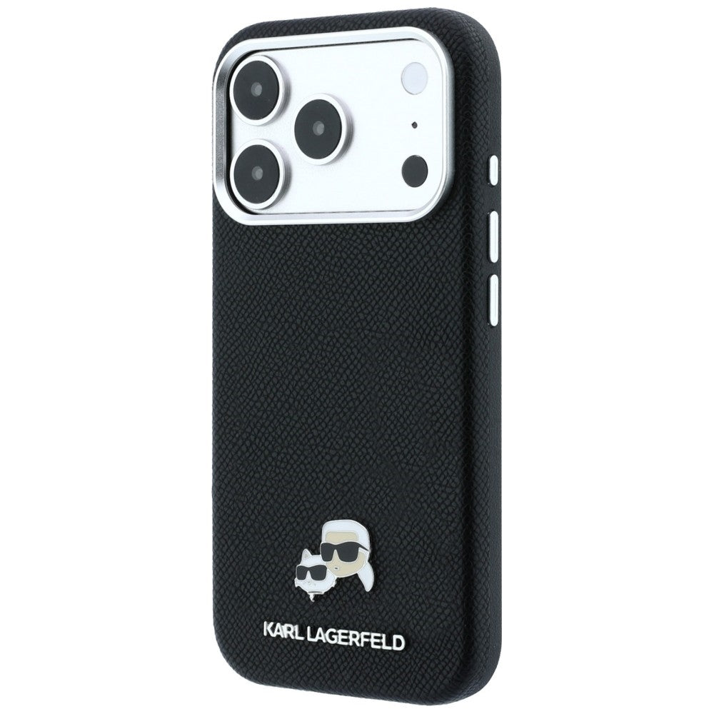 Husa MagSafe pentru Apple iPhone 18 Pro Max / 17 Pro Max, Karl Lagerfeld, Grained KC Heads, Neagra