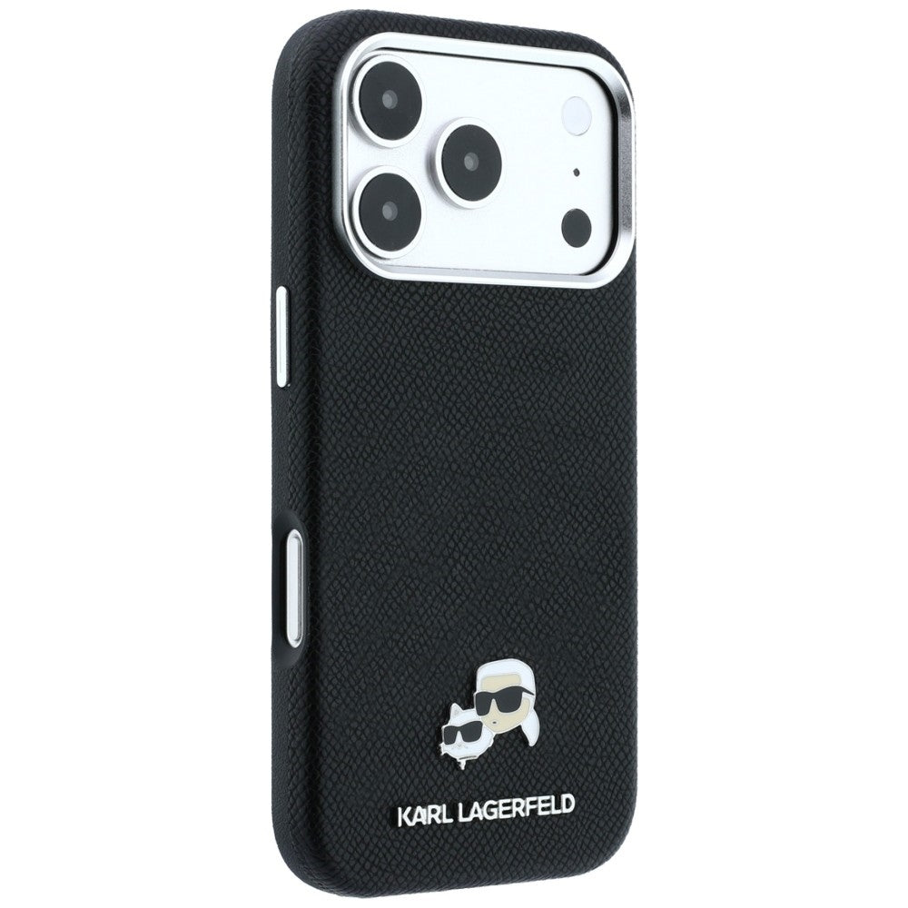 Husa MagSafe pentru Apple iPhone 18 Pro Max / 17 Pro Max, Karl Lagerfeld, Grained KC Heads, Neagra