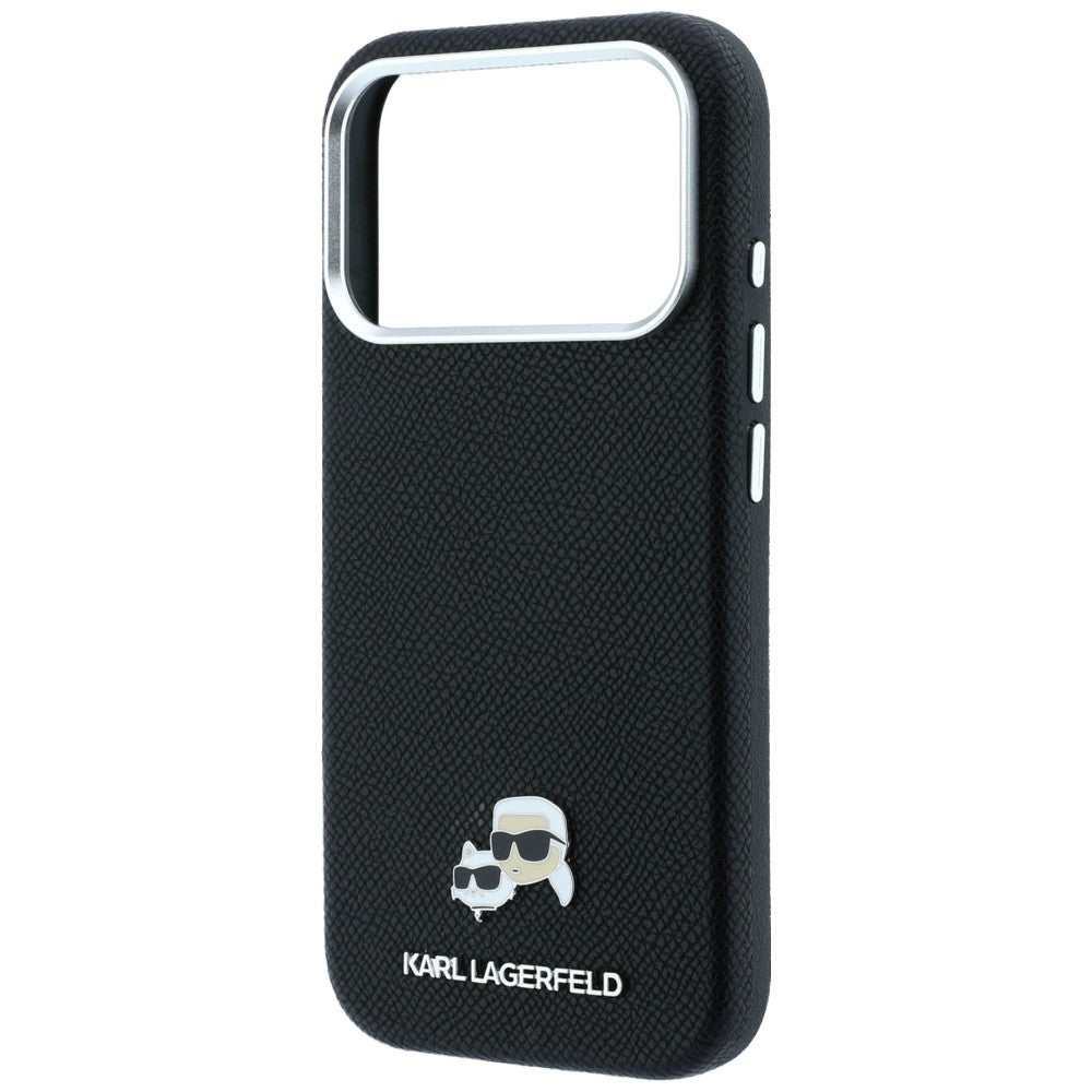 Husa MagSafe pentru Apple iPhone 18 Pro Max / 17 Pro Max, Karl Lagerfeld, Grained KC Heads, Neagra