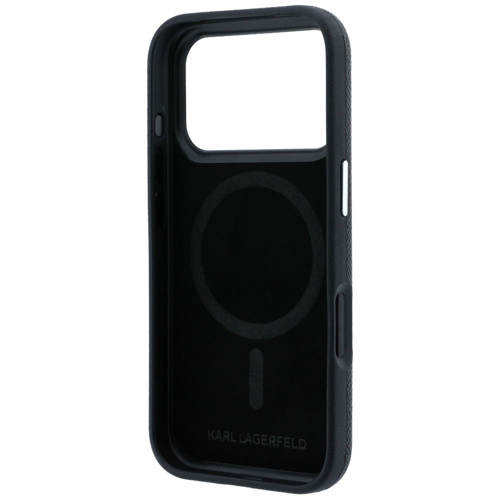 Husa MagSafe pentru Apple iPhone 18 Pro Max / 17 Pro Max, Karl Lagerfeld, Grained KC Heads, Neagra