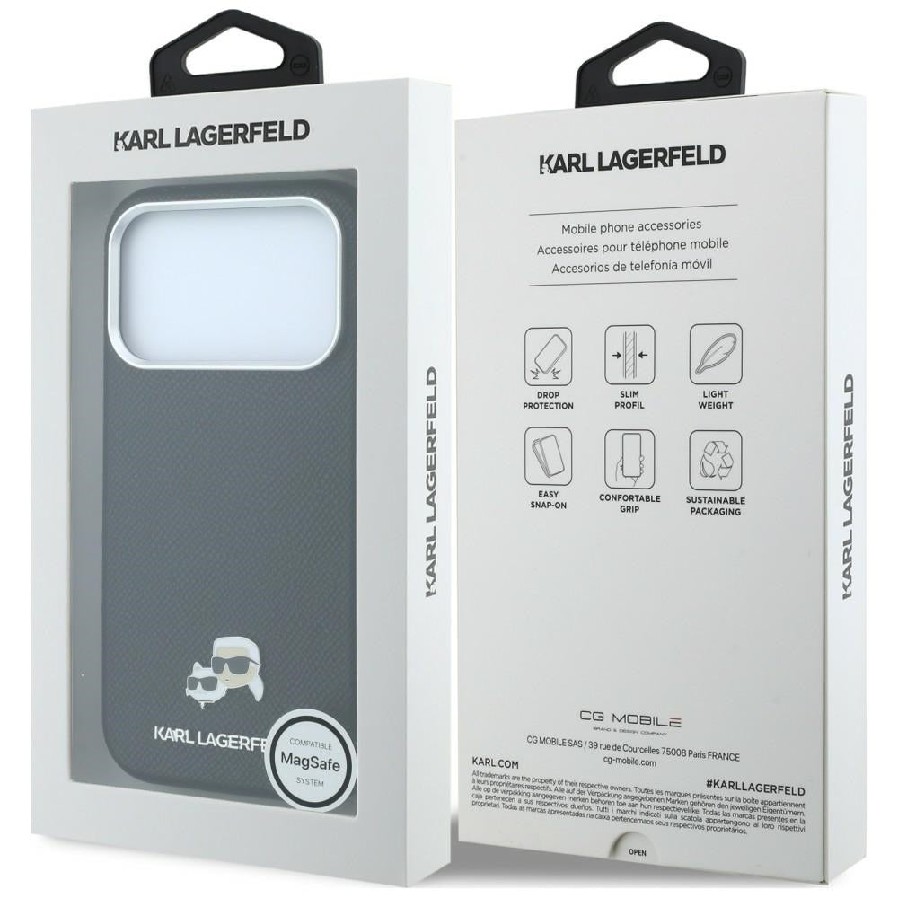 Husa MagSafe pentru Apple iPhone 18 Pro Max / 17 Pro Max, Karl Lagerfeld, Grained KC Heads, Neagra