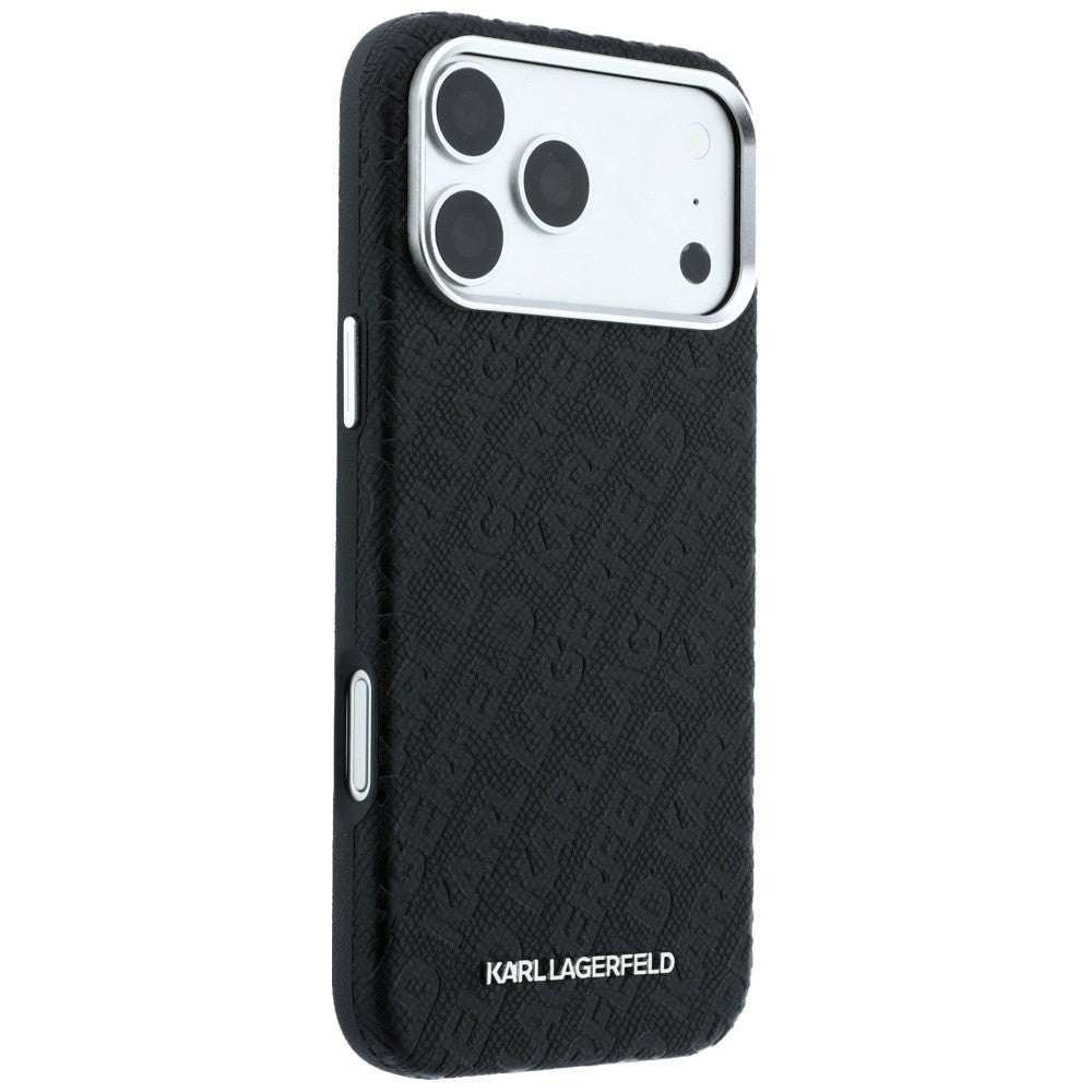 Husa MagSafe pentru Apple iPhone 18 Pro Max / 17 Pro Max, Karl Lagerfeld, Grained Metal Logo, Neagra
