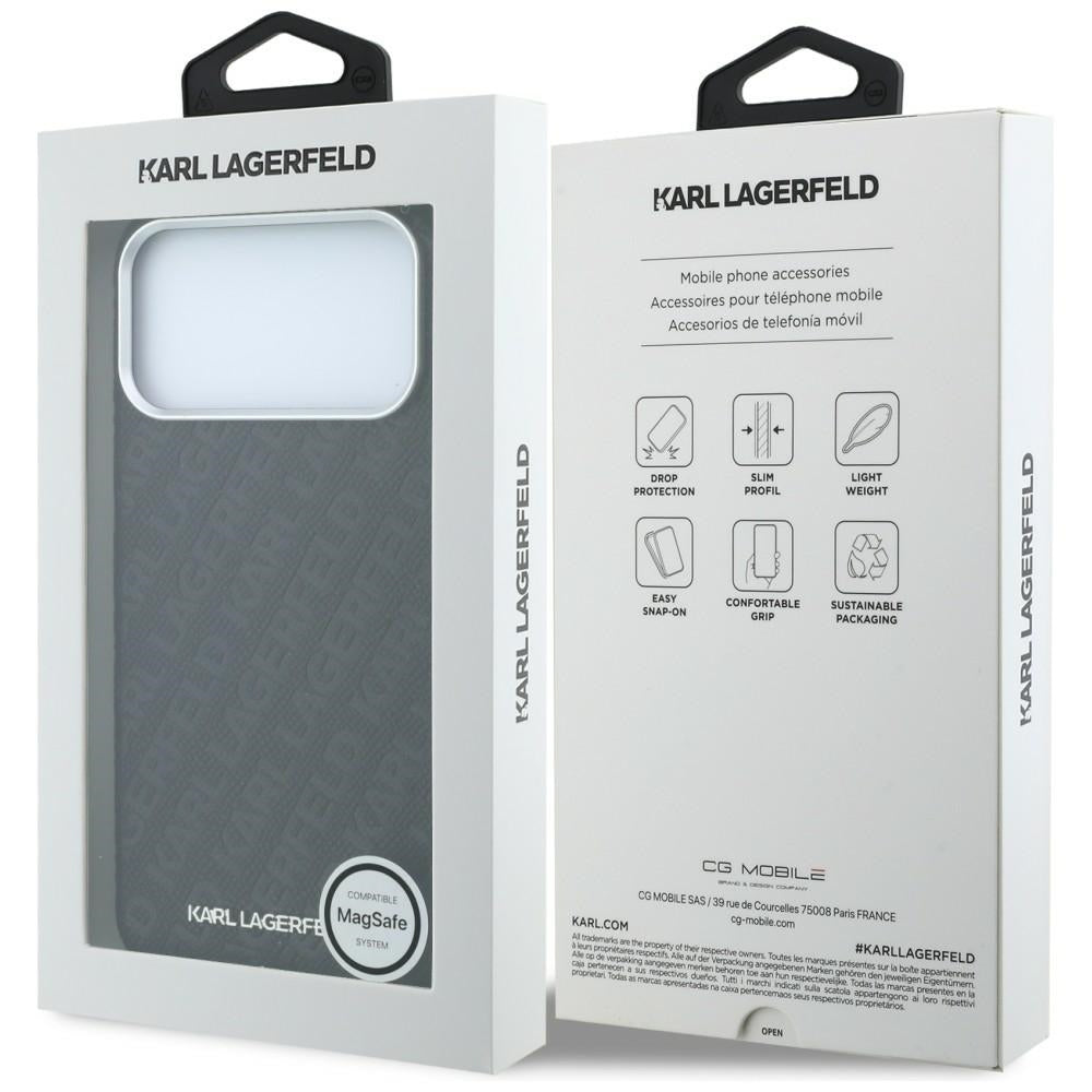 Husa MagSafe pentru Apple iPhone 18 Pro Max / 17 Pro Max, Karl Lagerfeld, Grained Metal Logo, Neagra