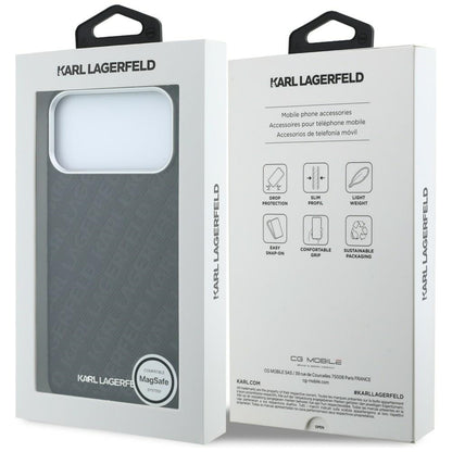 Husa MagSafe pentru Apple iPhone 18 Pro Max / 17 Pro Max, Karl Lagerfeld, Grained Metal Logo, Neagra