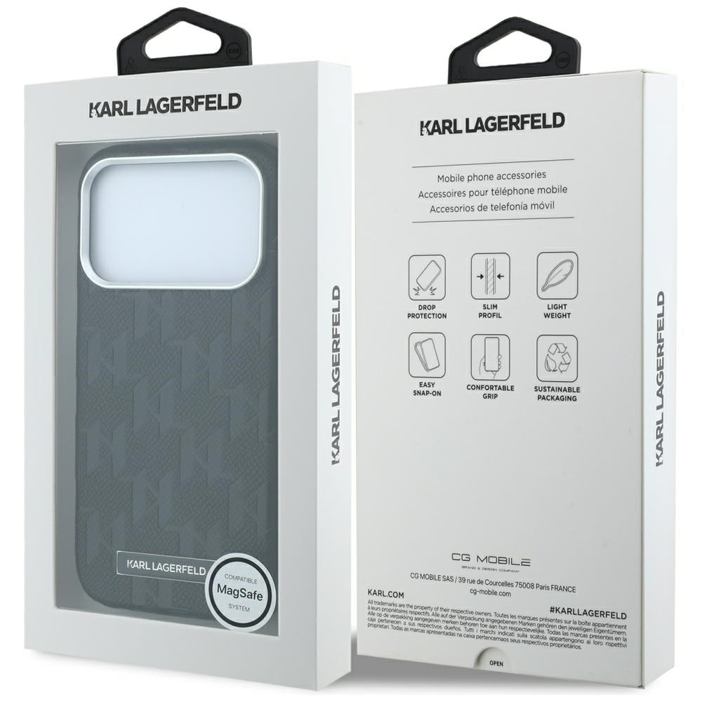 Husa MagSafe pentru Apple iPhone 18 Pro Max / 17 Pro Max, Karl Lagerfeld, Grained Mono Resin Logo, Neagra