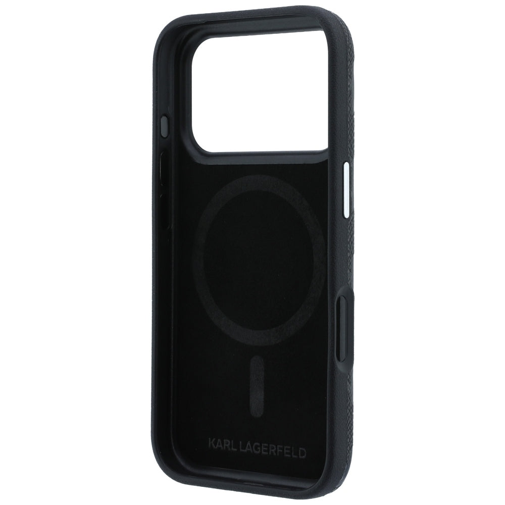 Husa MagSafe pentru Apple iPhone 18 Pro Max / 17 Pro Max, Karl Lagerfeld, Grained Mono Resin Logo, Neagra