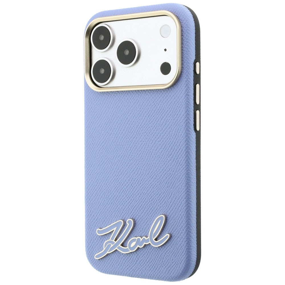 Husa MagSafe pentru Apple iPhone 18 Pro Max / 17 Pro Max, Karl Lagerfeld, Grained Resin Sign Logo, Bleu