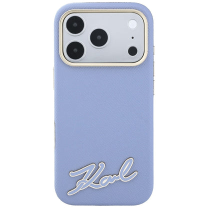 Husa MagSafe pentru Apple iPhone 18 Pro Max / 17 Pro Max, Karl Lagerfeld, Grained Resin Sign Logo, Bleu