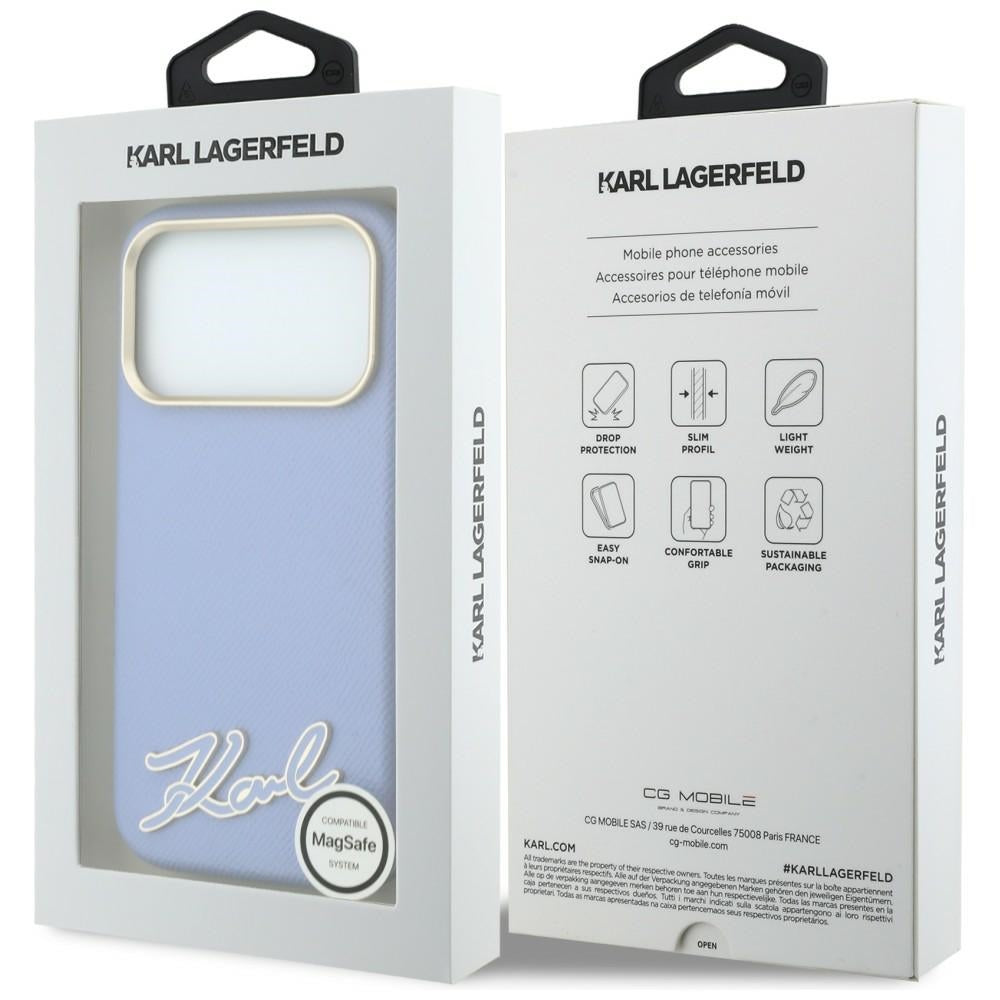 Husa MagSafe pentru Apple iPhone 18 Pro Max / 17 Pro Max, Karl Lagerfeld, Grained Resin Sign Logo, Bleu