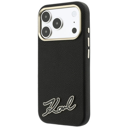 Husa MagSafe pentru Apple iPhone 18 Pro Max / 17 Pro Max, Karl Lagerfeld, Grained Resin Sign Logo, Neagra