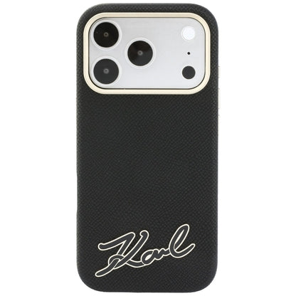 Husa MagSafe pentru Apple iPhone 18 Pro Max / 17 Pro Max, Karl Lagerfeld, Grained Resin Sign Logo, Neagra