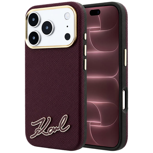 Husa MagSafe pentru Apple iPhone 18 Pro Max / 17 Pro Max, Karl Lagerfeld, Grained Resin Sign Logo, Visinie