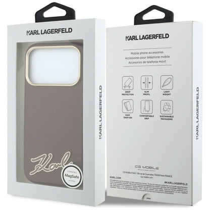 Husa MagSafe pentru Apple iPhone 18 Pro Max / 17 Pro Max, Karl Lagerfeld, Grained Resin Sign Logo, Visinie