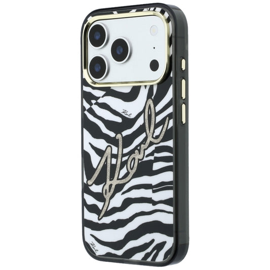 Husa MagSafe pentru Apple iPhone 18 Pro Max / 17 Pro Max, Karl Lagerfeld, HC IML Signature Zebra Glitter Gold, Neagra