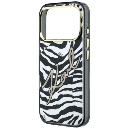 Husa MagSafe pentru Apple iPhone 18 Pro Max / 17 Pro Max, Karl Lagerfeld, HC IML Signature Zebra Glitter Gold, Neagra