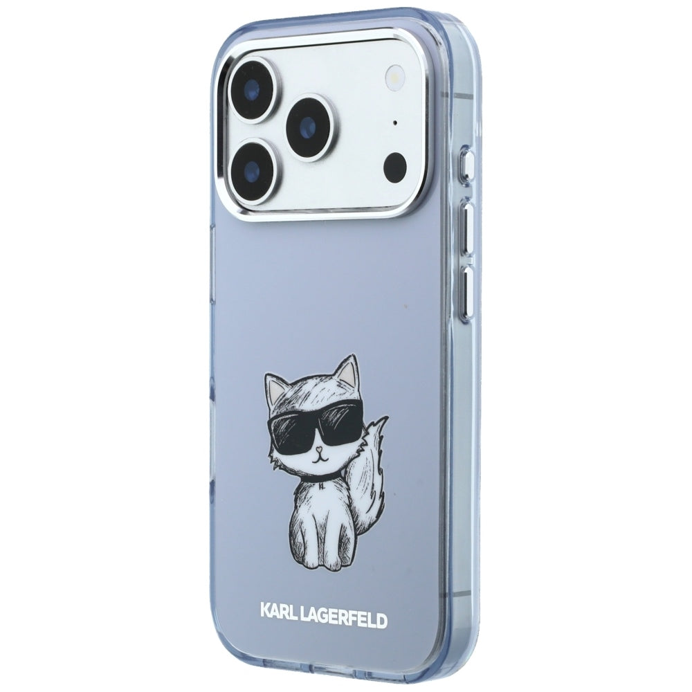 Husa MagSafe pentru Apple iPhone 18 Pro Max / 17 Pro Max, Karl Lagerfeld, IML Choupette Body Sketch Print, Albastra