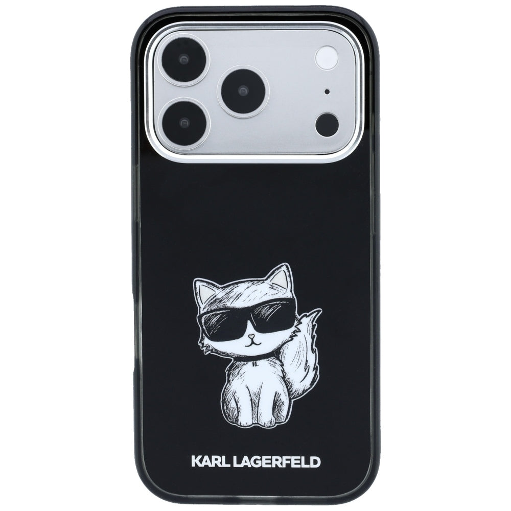 Husa MagSafe pentru Apple iPhone 18 Pro Max / 17 Pro Max, Karl Lagerfeld, IML Choupette Body Sketch Print, Neagra