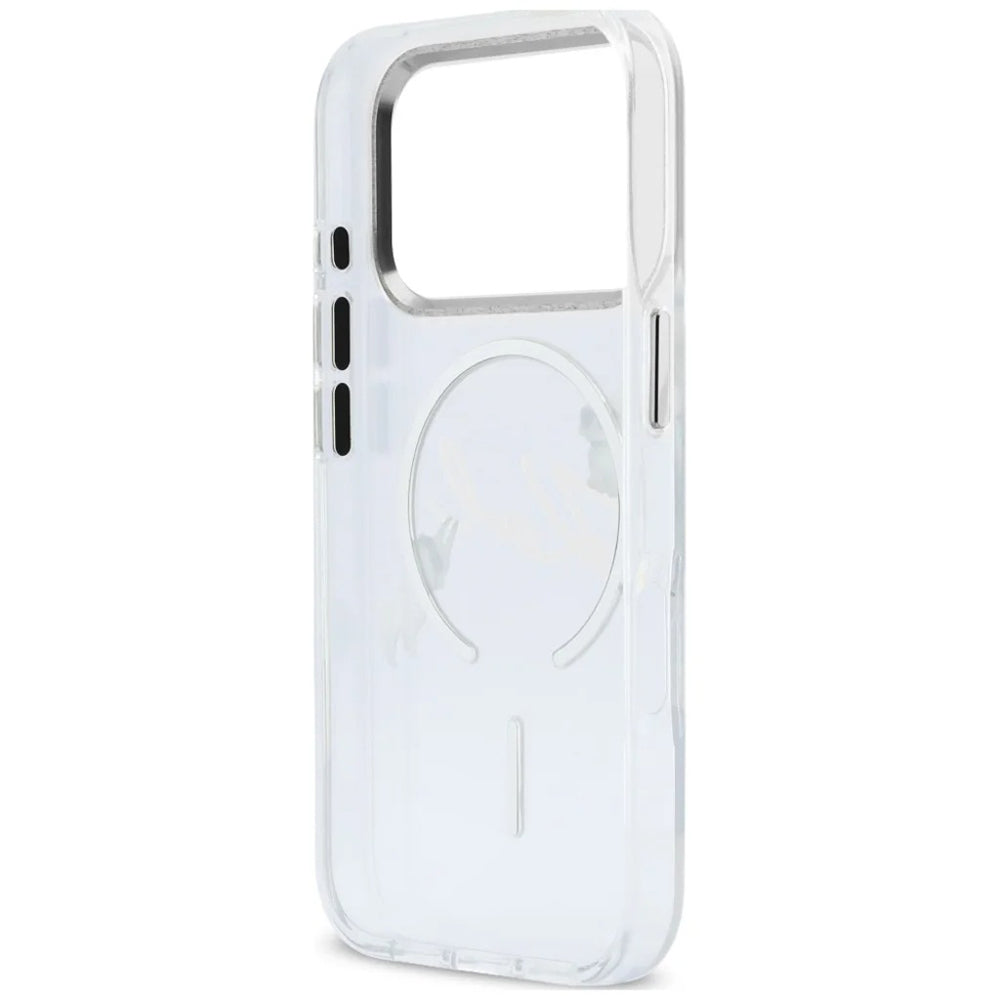Husa MagSafe pentru Apple iPhone 18 Pro Max / 17 Pro Max, Karl Lagerfeld, IML Choupette Karl Script Logo, Transparenta