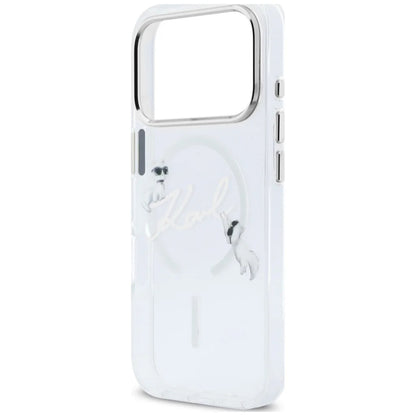 Husa MagSafe pentru Apple iPhone 18 Pro Max / 17 Pro Max, Karl Lagerfeld, IML Choupette Karl Script Logo, Transparenta