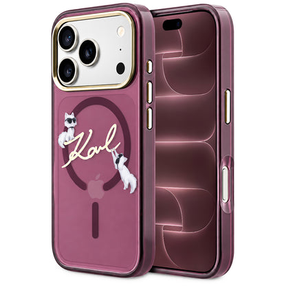 Husa MagSafe pentru Apple iPhone 18 Pro Max / 17 Pro Max, Karl Lagerfeld, IML Choupette Karl Script Logo, Visinie