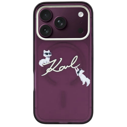 Husa MagSafe pentru Apple iPhone 18 Pro Max / 17 Pro Max, Karl Lagerfeld, IML Choupette Karl Script Logo, Visinie
