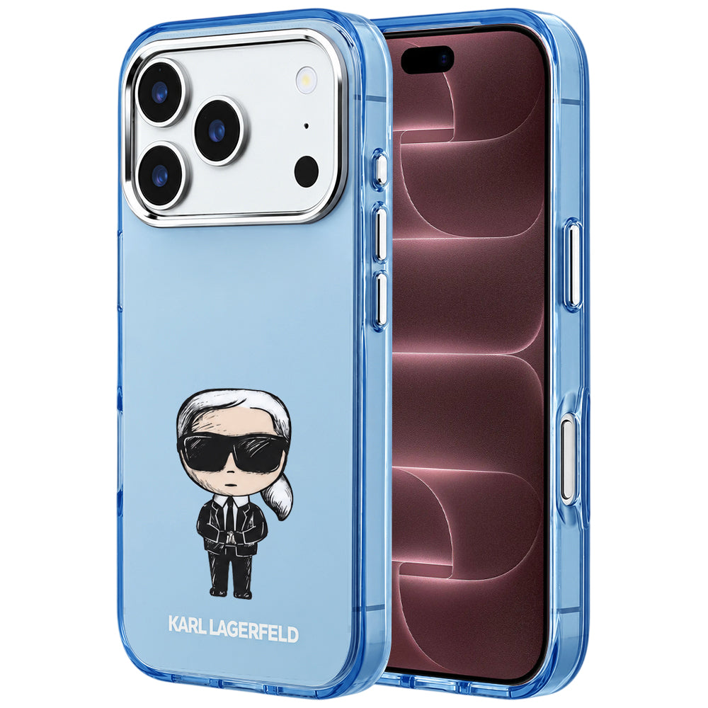 Husa MagSafe pentru Apple iPhone 18 Pro Max / 17 Pro Max, Karl Lagerfeld, IML Ikonik Sketch Print, Bleu
