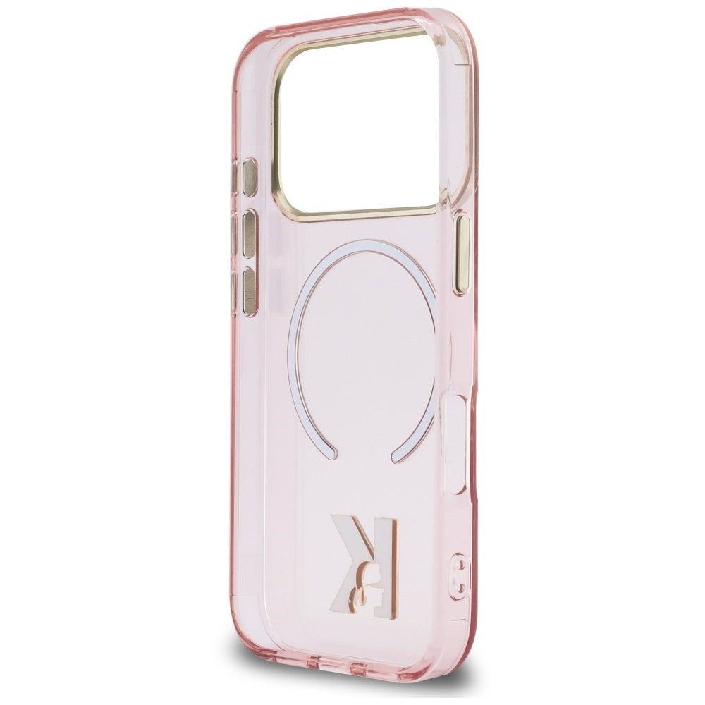 Husa MagSafe pentru Apple iPhone 18 Pro Max / 17 Pro Max, Karl Lagerfeld, IML Karl Head Logo, Roz