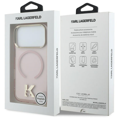 Husa MagSafe pentru Apple iPhone 18 Pro Max / 17 Pro Max, Karl Lagerfeld, IML Karl Head Logo, Roz