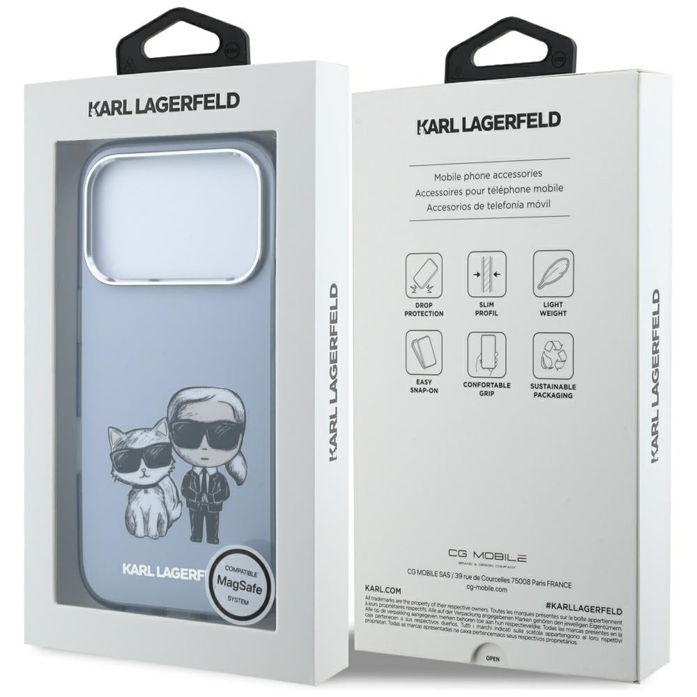 Husa MagSafe pentru Apple iPhone 18 Pro Max / 17 Pro Max, Karl Lagerfeld, IML KC Bodies Sketch Print, Albastra