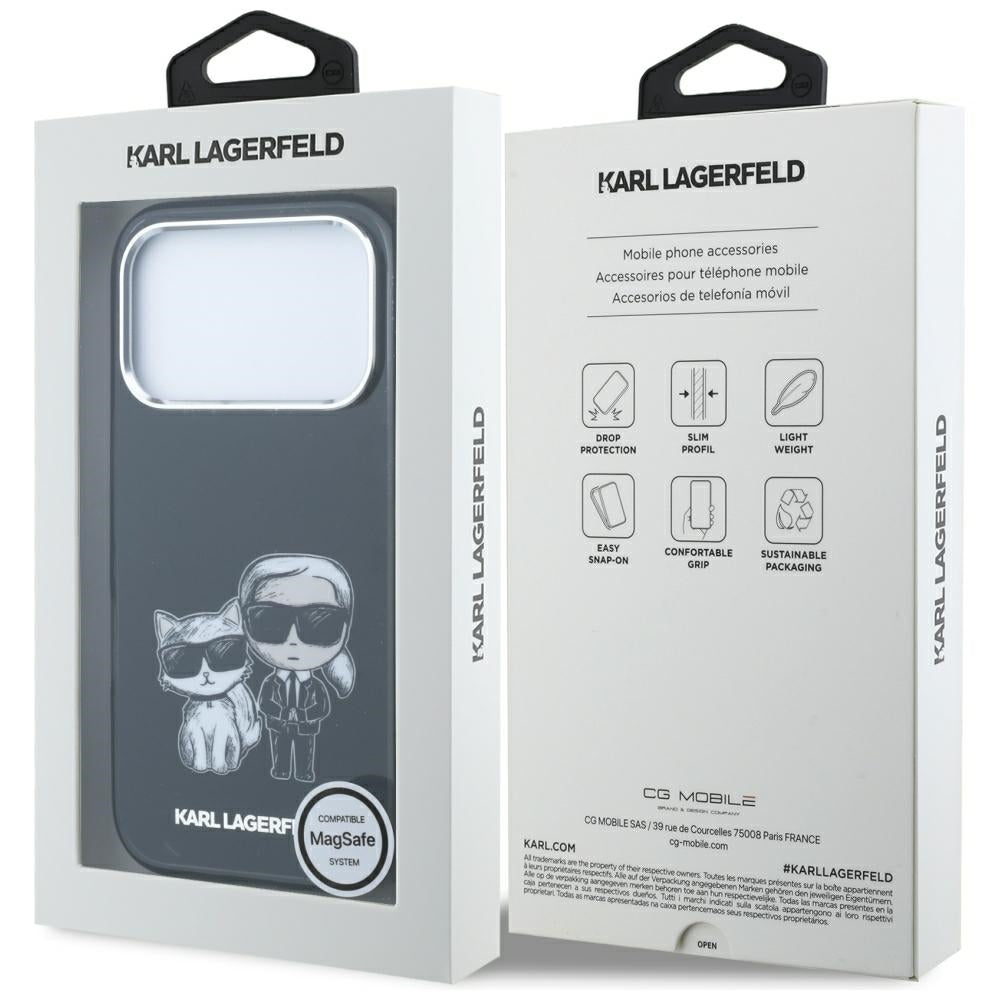 Husa MagSafe pentru Apple iPhone 18 Pro Max / 17 Pro Max, Karl Lagerfeld, IML KC Bodies Sketch Print, Neagra