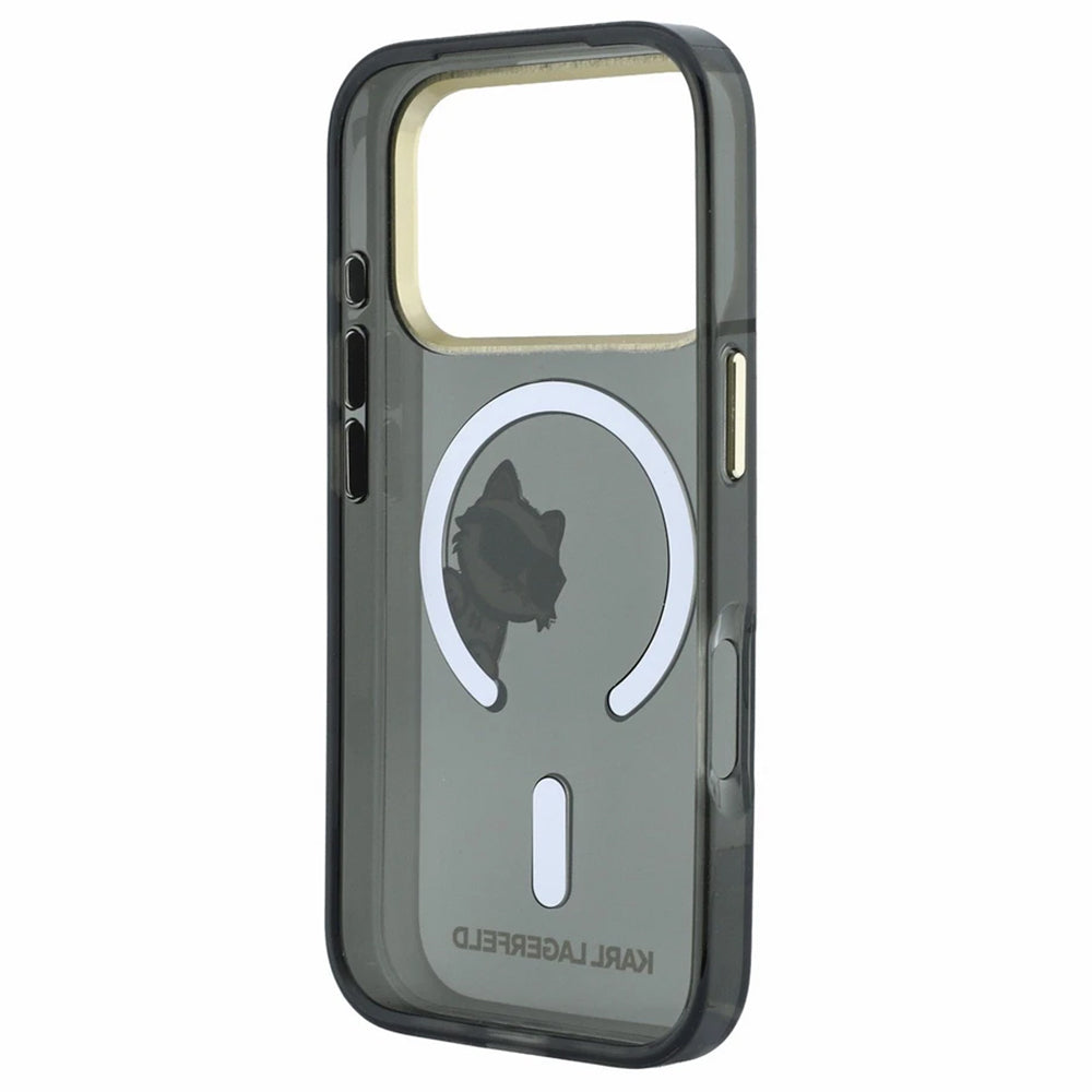 Husa MagSafe pentru Apple iPhone 18 Pro Max / 17 Pro Max, Karl Lagerfeld, IML Peekaboo Print and Metal Frame, Neagra
