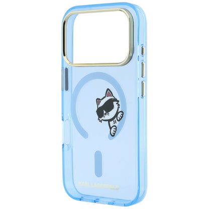 Husa MagSafe pentru Apple iPhone 18 Pro Max / 17 Pro Max, Karl Lagerfeld, IML Peekaboo Print and Metal Frame, Bleu