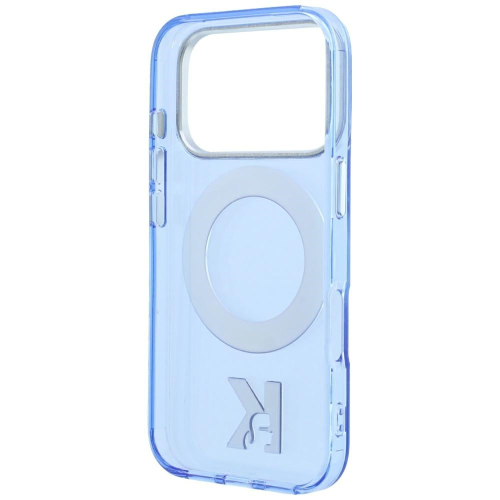 Husa MagSafe pentru Apple iPhone 18 Pro Max / 17 Pro Max, Karl Lagerfeld, IML Ring Stand Kameo Metal, Albastra