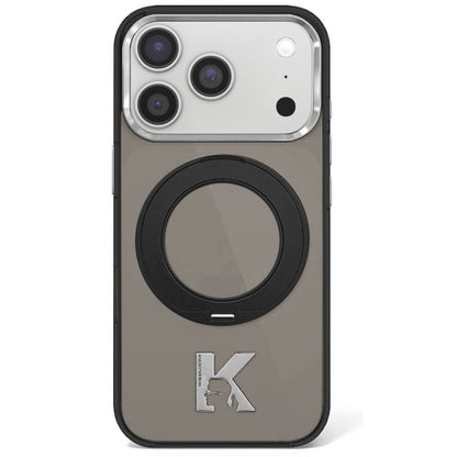 Husa MagSafe pentru Apple iPhone 18 Pro Max / 17 Pro Max, Karl Lagerfeld, IML Ring Stand Kameo Metal, Neagra
