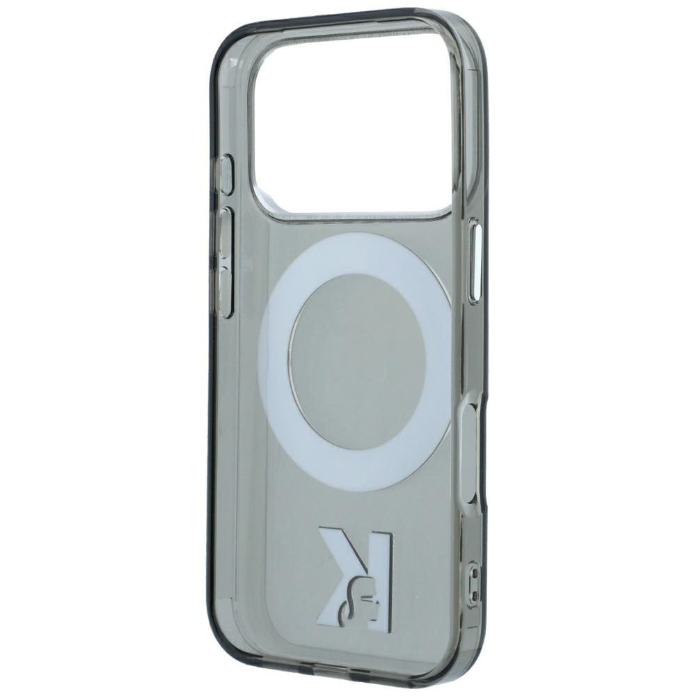 Husa MagSafe pentru Apple iPhone 18 Pro Max / 17 Pro Max, Karl Lagerfeld, IML Ring Stand Kameo Metal, Neagra