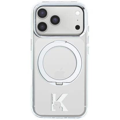 Husa MagSafe pentru Apple iPhone 18 Pro Max / 17 Pro Max, Karl Lagerfeld, IML Ring Stand Kameo Metal, Transparenta