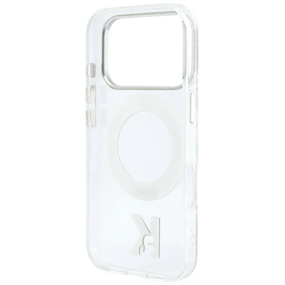 Husa MagSafe pentru Apple iPhone 18 Pro Max / 17 Pro Max, Karl Lagerfeld, IML Ring Stand Kameo Metal, Transparenta