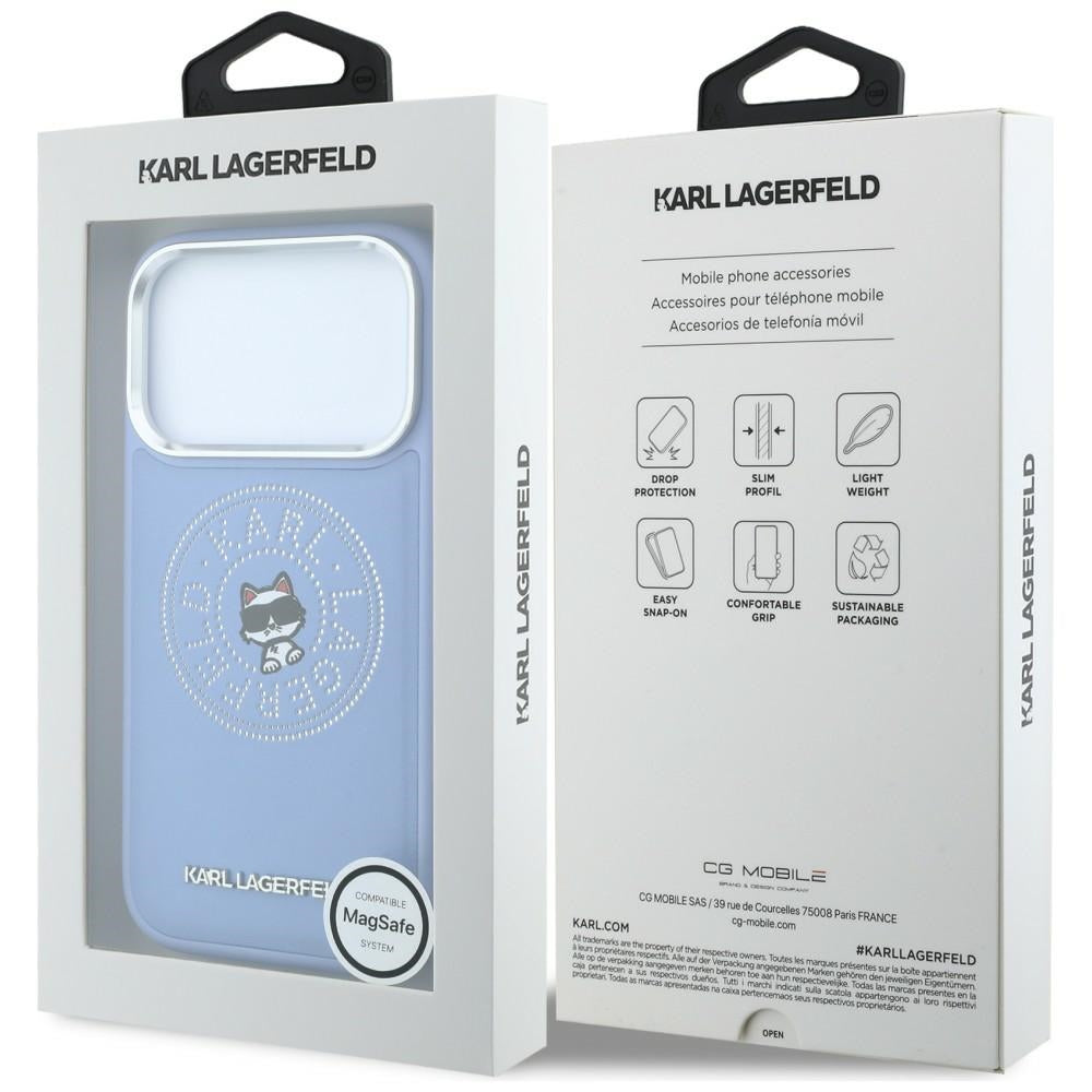 Husa MagSafe pentru Apple iPhone 18 Pro Max / 17 Pro Max, Karl Lagerfeld, Point and Choupette Sketch, Bleu