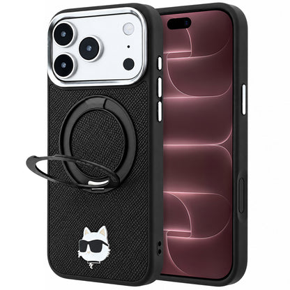 Husa MagSafe pentru Apple iPhone 18 Pro Max / 17 Pro Max, Karl Lagerfeld, Ring Stand 360 Choupette Pin, Neagra
