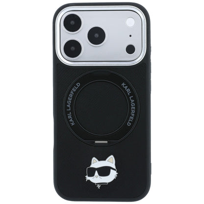 Husa MagSafe pentru Apple iPhone 18 Pro Max / 17 Pro Max, Karl Lagerfeld, Ring Stand 360 Choupette Pin, Neagra