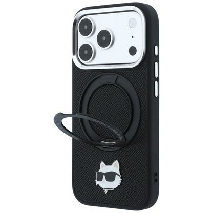 Husa MagSafe pentru Apple iPhone 18 Pro Max / 17 Pro Max, Karl Lagerfeld, Ring Stand 360 Choupette Pin, Neagra