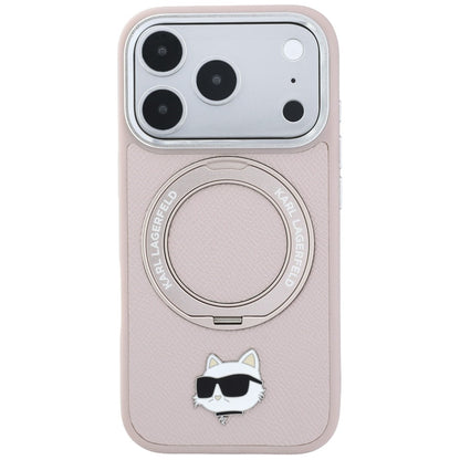 Husa MagSafe pentru Apple iPhone 18 Pro Max / 17 Pro Max, Karl Lagerfeld, Ring Stand 360 Choupette Pin, Roz