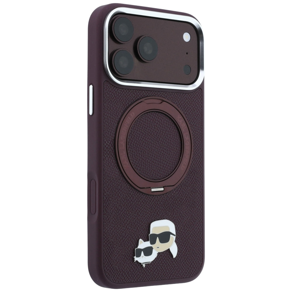 Husa MagSafe pentru Apple iPhone 18 Pro Max / 17 Pro Max, Karl Lagerfeld, Ring Stand 360 Karl & Choupette Pin, Visinie