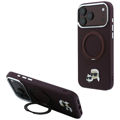 Husa MagSafe pentru Apple iPhone 18 Pro Max / 17 Pro Max, Karl Lagerfeld, Ring Stand 360 Karl & Choupette Pin, Visinie